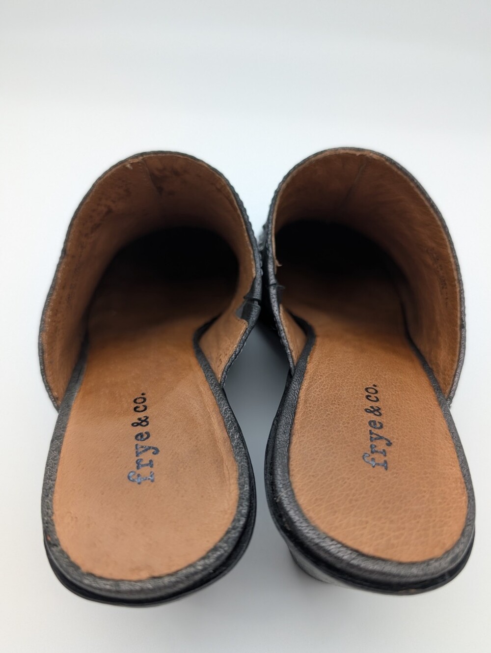 Frye & Co Phoenix Studded Heeled Mule Gray, Silver And Black 7.5M - Picture 5 of 11
